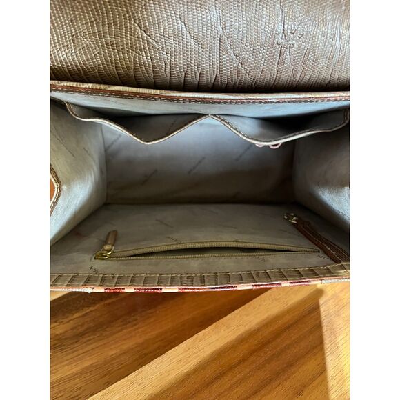 Brahmin Ophelia Satchel Tan Brown Gold Purse Bag Charm - Picture 6 of 11